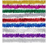 WedDecor 6ft Gold Christmas Tinsel Garland for Tree Decorations, Mix Colours, 9pcs