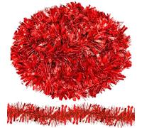 WedDecor 6ft Red Christmas Tinsel Garland for Christmas Tree Decorations, Chunky Christmas Tinsel Garland for Home Xmas Tree Decorations, Christmas Events, Party Supplies, Pack of 1