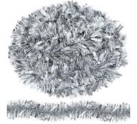 WedDecor 6ft Silver Christmas Tinsels 1.8m/6ft Xmas Metallic Chunky Tinsel Garland for Christmas Tree Hanging Decorations, Pack of 1