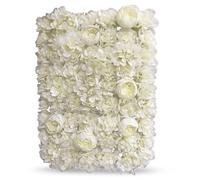 WedDecor 6pcs Artificial Flowers Panels Wall Décor Artificial Silk Flowers Romantic Floral Backdrop Wall Hedge Home Decoration Wedding Party Photo Background, White 2, 60 x 40cm