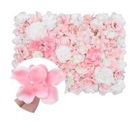 WedDecor 6pcs Artificial Flowers Panels Wall Décor Artificial Silk Flowers Romantic Floral Backdrop Wall Hedge Home Decoration Wedding Party Photo Background, Peach, 60 x 40cm