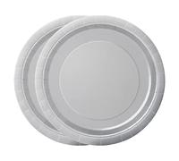 WedDecor 7" (18cm) Round Dessert Plates Disposable Paper Plate Silver Colour Themed Tableware for Picnics, Wedding, BBQ, Birthday, Anniversary, Baby Shower & Christmas Events, Pack of 8