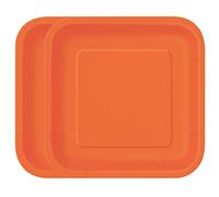 WedDecor 7" (18cm) Square Dessert Disposable Paper Plates Pumpkin Orange Colour Tableware for Picnics, Weddings, Birthdays, Anniversaries, Baby Showers & Christmas Events, Pack of 16