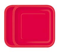 WedDecor 7" (18cm) Square Dessert Disposable Paper Plates Ruby Red Colour Tableware for Picnics, Weddings, Birthdays, Anniversaries, Baby Showers & Christmas Events, Pack of 16
