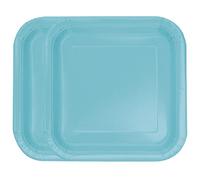 WedDecor 7" (18cm) Square Dessert Disposable Paper Plates Terrific Teal Colour Tableware for Picnics, Weddings, Birthdays, Anniversaries, Baby Showers & Christmas Events, Pack of 16