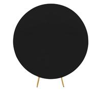 WedDecor 7.2ft (220cm) Black Round Backdrop Cover Adjustable Spandex Wrinkle Resistant Solid Colour Circle Arch Covers For Photography Decoration, Wedding, Birthday, Events, Banquet, Baby Shower