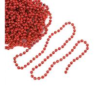 WedDecor 7.3m (24ft) Christmas Bead Chain Garland - 7.5mm Pearl, Red, 1pc | Metallic Xmas Bead Garlands Shiny Artificial Tinsel For Christmas Tree Decorations DIY Art & Crafts Events Party Décor