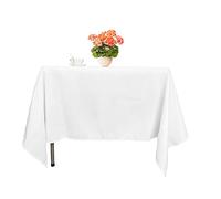 WedDecor 70 x 126 Inch Rectangular White Linen Tablecloth, Polyester Table Cover for Banquets, Birthday, Anniversary, Parties, Events, Wedding Anniversaries, Restaurants, Outdoor Table Cloth, 4pcs