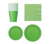 WedDecor 70Pcs Disposable Party Tableware Set Round Paper Plates, Cups & Napkins, Perfect for Wedding, Picnics, BBQ, Birthdays, Anniversary, Baby Showers, Events & Kids Party Supplies, Lime Green