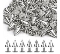 WedDecor 7mm x 10mm Screwback Silver Spike Cone Studs for Clothing Arts, Bags, Shoes, Bullet Shaped, DIY Leather-craft, Halloween Party Costume Decoration, 20pcs