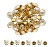 WedDecor 8.5mm Pearl Rivets Half Dome Round Brass Studs for Leathercraft, Accessories, Sewing Clothes, Bags, Embellishments, Fashion Accessory, 10pcs