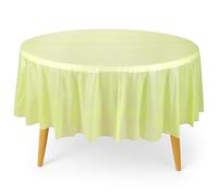 WedDecor 84-Inch Round Disposable Table Covers, Heavy Duty PVC Tablecloth for Kitchen, Christmas, BBQs, Home Party, and Heat-Resistant Dining Protection, Apple Green, 1pc