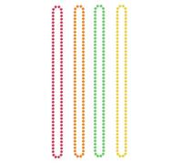 WedDecor 85cm, 4 Neon Multi Beads String Necklaces in Pink, Yellow, Green & Orange - UV Glow Beads, 80s Style Neon Jewelry for Raves, UV Parties & Funky 80s Fashion for Festivals & Costume Parties