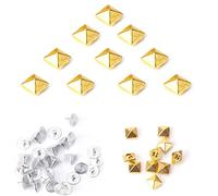 Weddecor 8mm Gold Square Triangle Pyramid Rivets Studs - for Leather Craft, DIY Projects, Bags, Belt, Shoe Decorative Clothing, Jeans Clothes (Pack of 100)