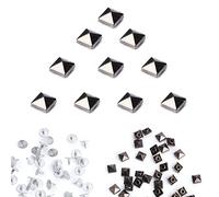 Weddecor 8mm Gunmetal Square Triangle Pyramid Rivets Studs - for Leather Craft, DIY Projects, Bags, Belt, Shoe Decorative Clothing, Jeans Clothes (Pack of 100)