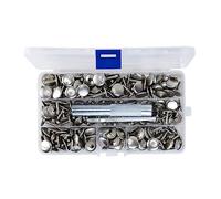 WedDecor 8mm Silver Double Cap Rivets Leather Kit, 100 Sets of Tubular Metal Studs & Fixing Tools for DIY Crafts, Clothing Repair, Bags, Shoes & Leather Projects