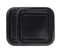WedDecor 9" (23cm) Square Dessert Disposable Paper Plates Midnight Black Colour Tableware for Picnics, Weddings, Birthdays, Anniversaries, Baby Showers & Christmas Events, Pack of 14