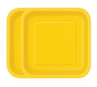 WedDecor 9" (23cm) Square Dessert Plates Disposable Paper Plate Neon Yellow Colour Theme Tableware for Picnics, Wedding, BBQ, Birthday, Anniversary & Christmas Events, Pack of 14