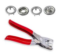 WedDecor 9.5mm PR-YM Snap Poppers Fasteners Silver Prong Ring Press Studs with Fixing Plier for Babygrows, Bibs, Kids Wear, DIY Craft Projects, 50pcs
