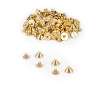 Weddecor 9.5mm x 6mm Gold Cone Punk Spike Screw Back Studs Rivets for Leather Craft, DIY Work, Bags, Belts, Embellishment (Pack of 50)