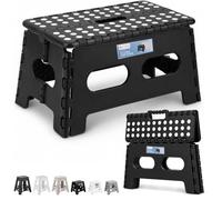 WedDecor 9 Inch Height Step Stool for Homes, Robust Folding Stool, Black | Anti-Slip Surface, Skid-Resistant Feet, Folding Step Stool for Kitchen, Bathroom, Garage, Garden, Camping, 1pc