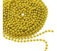 WedDecor 9 Metres Shiny Beaded Garland for Xmas Tree - Pearl String & Bead Chain, Artificial Pearl Tinsel for Xmas Hanging Ornaments, Garland Decor Supplies for Christmas Events, Gold, Pack of 2