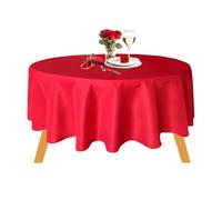 WedDecor 90 Inch. Red Round Christmas tablecloth for Circular Table, Large Durable Waterproof Fabric Christmas Tablecloth for Xmas Dinner Party, Wedding Decoration and Anniversary Events, Pack of 1