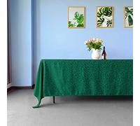 WedDecor 90" x 132" Rectangle Damask Tablecloth Scrolled Leaves Pattern Seamless Circular Linen Table Cover For Restaurant, Dining, Weddings & Events Table Decorations, Green, 1pc