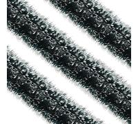 WedDecor 9cm Christmas Tinsel Garland for Christmas Tree Decorations, 2 Metre Thin Xmas Tinsel Garland for Indoor and Outdoor Party Xmas Hanging Decorations, Christmas Events, Green with White