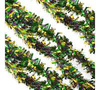WedDecor 9cm Christmas Tinsel Garland for Christmas Tree Decorations, 2 Metre Thin Xmas Tinsel Garland for Indoor and Outdoor Party Xmas Hanging Decorations, Christmas Events, Multicoloured