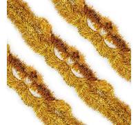 WedDecor 9cm Christmas Tinsel Garland for Christmas Tree Decorations, 2 Metre Thin Xmas Tinsel Garland for Indoor and Outdoor Party Xmas Hanging Decorations, Christmas Events, Party Supplies, Gold