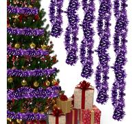 WedDecor 9cm Xmas Garland for Xmas Tree Decorations, 2 Metre Thin Xmas Garland for Indoor and Outdoor Party Xmas Hanging Decorations, Xmas Events, Party Supplies, Dark Purple, Pack of 5