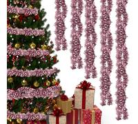 WedDecor 9cm Xmas Garland for Xmas Tree Decorations, 2 Metre Thin Xmas Garland for Indoor and Outdoor Party Xmas Hanging Decorations, Xmas Events, Party Supplies, Pink, Pack of 5