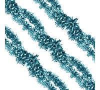 WedDecor 9cm Xmas Tinsel Garland for Xmas Tree Decorations, 2 Metre Thin Xmas Tinsel Garland for Indoor and Outdoor Party Xmas Hanging Chritmas Decorations, Xmas Events, Party Supplies, Baby Blue