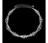 WedDecor Adjustable Metal Chain Ladies Waist Belt with Oval Rhinestone One Size Fits for All Casual and Formal Wear Fashion Accessory, 24mm wide, Silver, 70cm