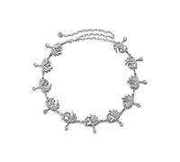 WedDecor Adjustable Metallic Silver Chain Ladies Waist Belt with Silver Rhinestone Diamond Peacock Design Fashion Wear Accessories, 102cm Long