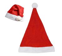 WedDecor Adult Santa Hat in Red & White, Plush Velvet Christmas Fancy Dress Hat with Warm Lining & Pom Pom, Xmas Headwear for Christmas Eve, New Year & Festive Celebrations, 10pcs