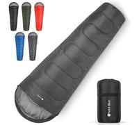 WedDecor All-Season Mummy Sleeping Bag for Camping Grey - Insulated, Water-Proof & Portable - Hooded Sleeping Bag for Adults - 220cm x 85cm - Ideal for Hiking & Backpacking