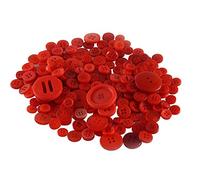 WedDecor Assorted Mixed Size & Shade Resin Round Buttons Two and Four Holes DIY Sewing Crafting Children's Handmade DIY Projects Decorations, 100g, Red