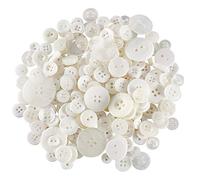WedDecor Assorted Mixed Size & Shade Resin Round Buttons Two and Four Holes DIY Sewing Crafting Children's Handmade DIY Projects Decorations, 100g, White