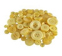 WedDecor Assorted Mixed Size & Shade Resin Round Buttons Two and Four Holes DIY Sewing Crafting Children's Handmade DIY Projects Decorations, 100g, Yellow