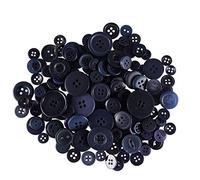 WedDecor Assorted Mixed Size & Shade Resin Round Buttons Two and Four Holes DIY Sewing Crafting Children's Handmade DIY Projects Decorations, 50g, Mixed Navy Blue