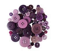 WedDecor Assorted Mixed Size & Shade Resin Round Buttons Two and Four Holes DIY Sewing Crafting Children's Handmade DIY Projects Decorations, 100g, Purple
