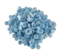 WedDecor Assorted Mixed Size & Shade Resin Round Buttons Two and Four Holes DIY Sewing Crafting Children's Handmade DIY Projects Decorations, 100g, Light Blue