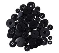 WedDecor Assorted Mixed Size & Shade Resin Round Buttons Two and Four Holes DIY Sewing Crafting Children's Handmade DIY Projects Decorations, 100g, Black