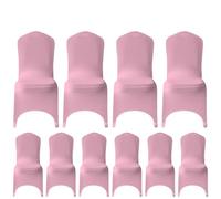 WedDecor Baby Pink Spandex Chair Cover Stretch Removable Slipcover Dining Room Wedding Decor, Christmas Party, Banquet, Anniversary, Birthday Decoration, 10pcs