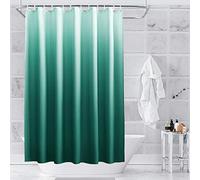 WedDecor Bathroom Shower Curtain Waterproof Anti Mould Mildew Resistant, Heavy Duty 100% Polyester Fabric Curtains Liner with 12 Curtain Hooks, Gradient Light Green & White, 180cm x 200cm