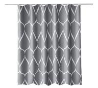 WedDecor Bathroom Shower Curtain Waterproof Anti Mould Mildew Resistant, Heavy Duty 100% Polyester Fabric Curtains Liner with 12 Curtain Hooks, Lattice Dark Grey, 180cm x 180cm