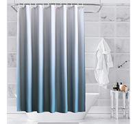 WedDecor Bathroom Shower Curtain Waterproof Anti Mould Mildew Resistant, Heavy Duty 100% Polyester Fabric Curtains Liner with 12 Curtain Hooks, Gradient Blue & White, 180cm x 180cm