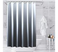 WedDecor Bathroom Shower Curtain Waterproof Anti Mould Mildew Resistant, Heavy Duty 100% Polyester Fabric Curtains Liner with 12 Curtain Hooks, Gradient Grey & White, 180cm x 200cm
